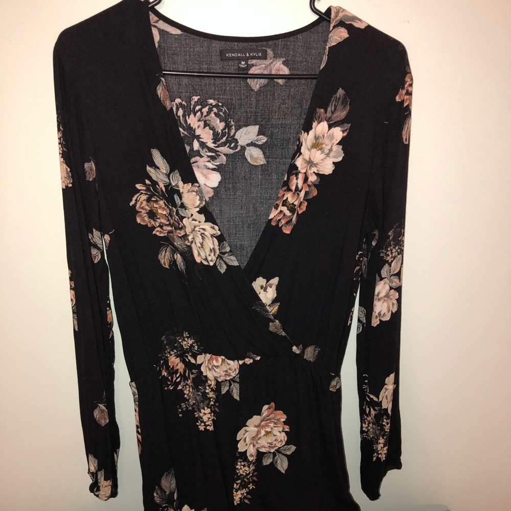 Black floral romper